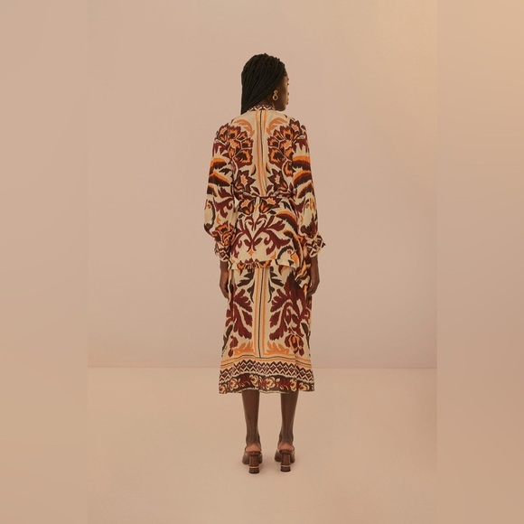 FARM RIO Cream Toucans Scarf Maxi Dress S - Picture 3 of 8